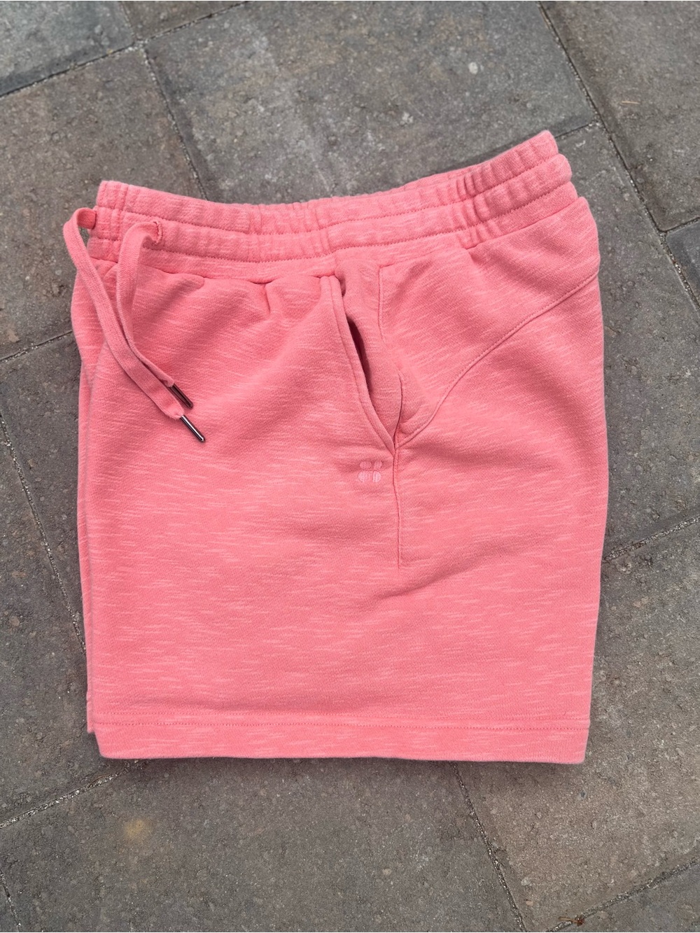 Sweaty Betty Essentials High Waist Longline Sweat Shorts Blush Pink Coral Small